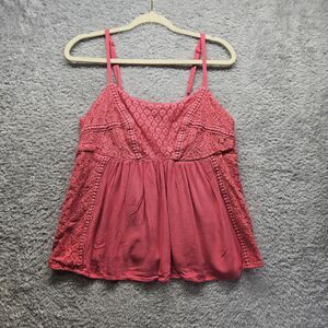 Torrid Pink Crochet Baby Doll Blouse Womens Size Large Lace Smocked Spring